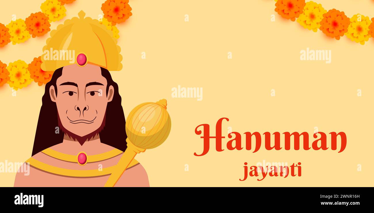 flat design hanuman jayanti horizontal banner illustration Stock Vector