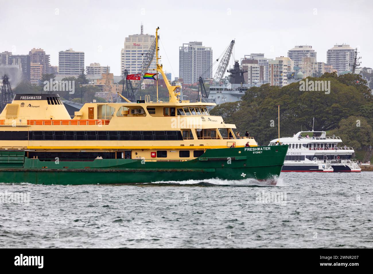 Manly ferry, the MV Freshwater ferry on Sydney harbour transporting ...