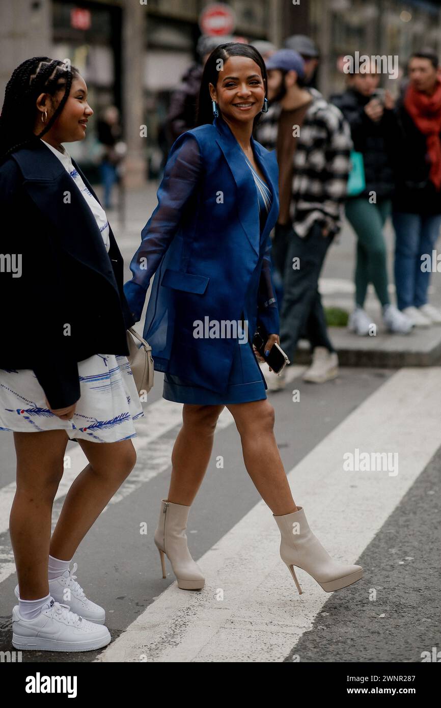 Street style, Violet Madison and Christina Milian arriving at Akris ...