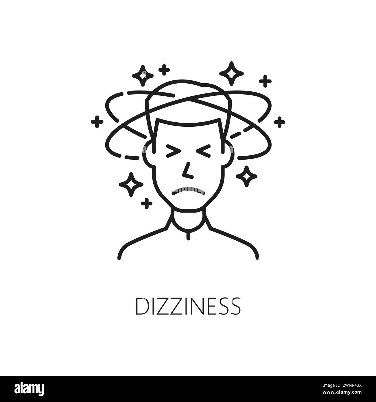 Dizziness anemia symptom line icon hematology medicine. Physical