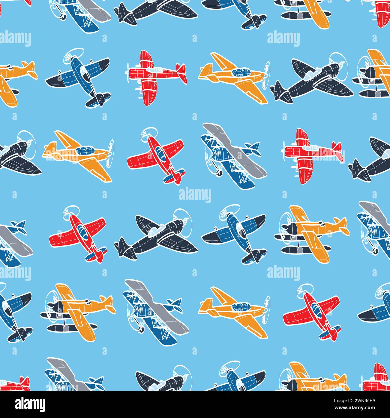 Vector seamless pattern with aircraft. Kids background with planes ...