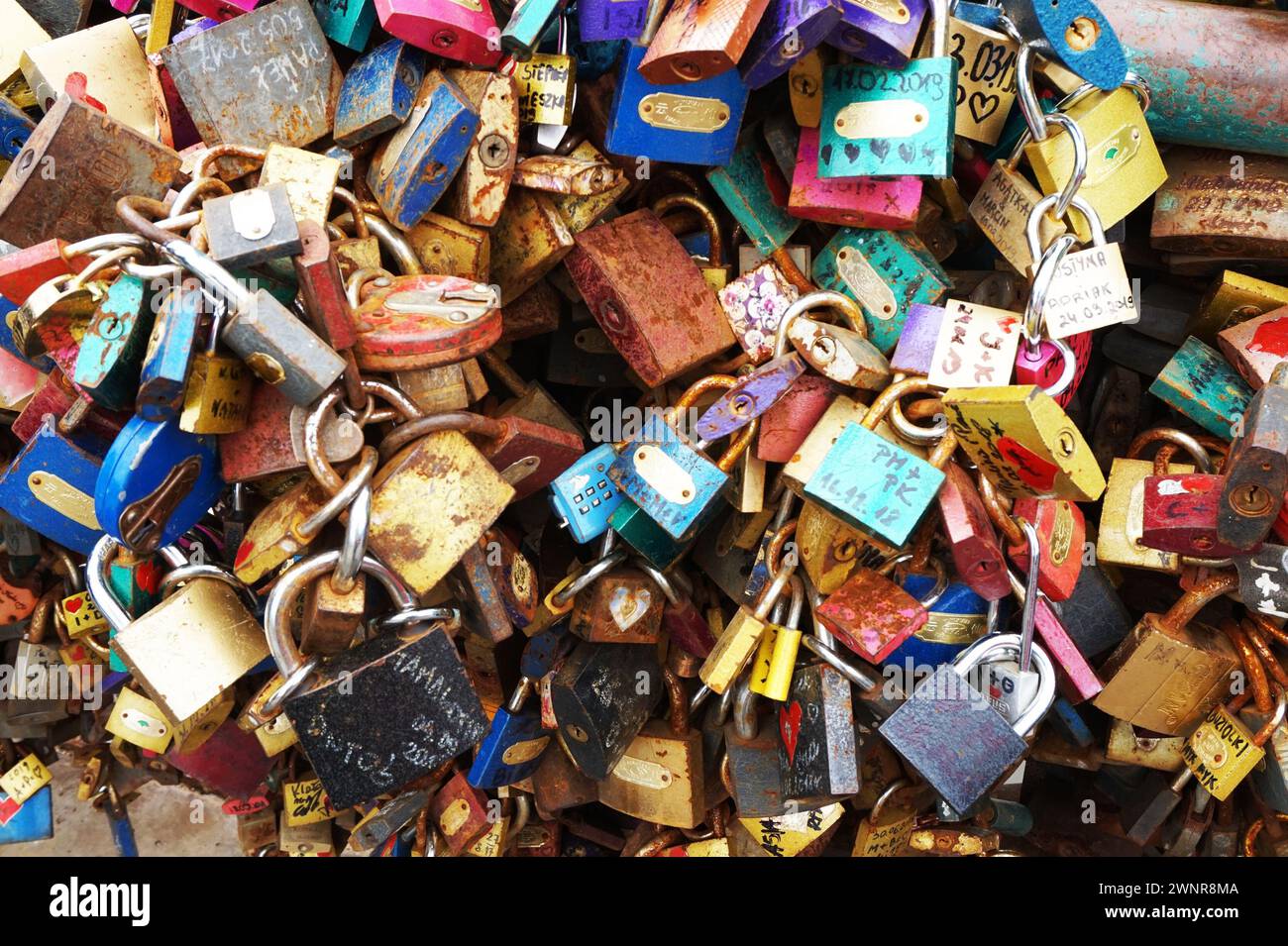 padlock texture as typical example tourist vandalism Stock Photo - Alamy