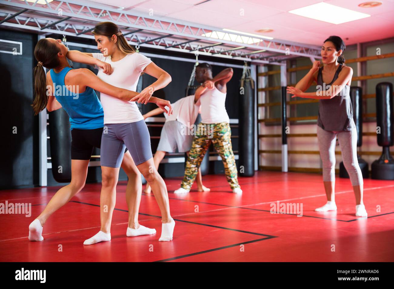 People Sparring During Self Defence Group Training Stock Photo Alamy