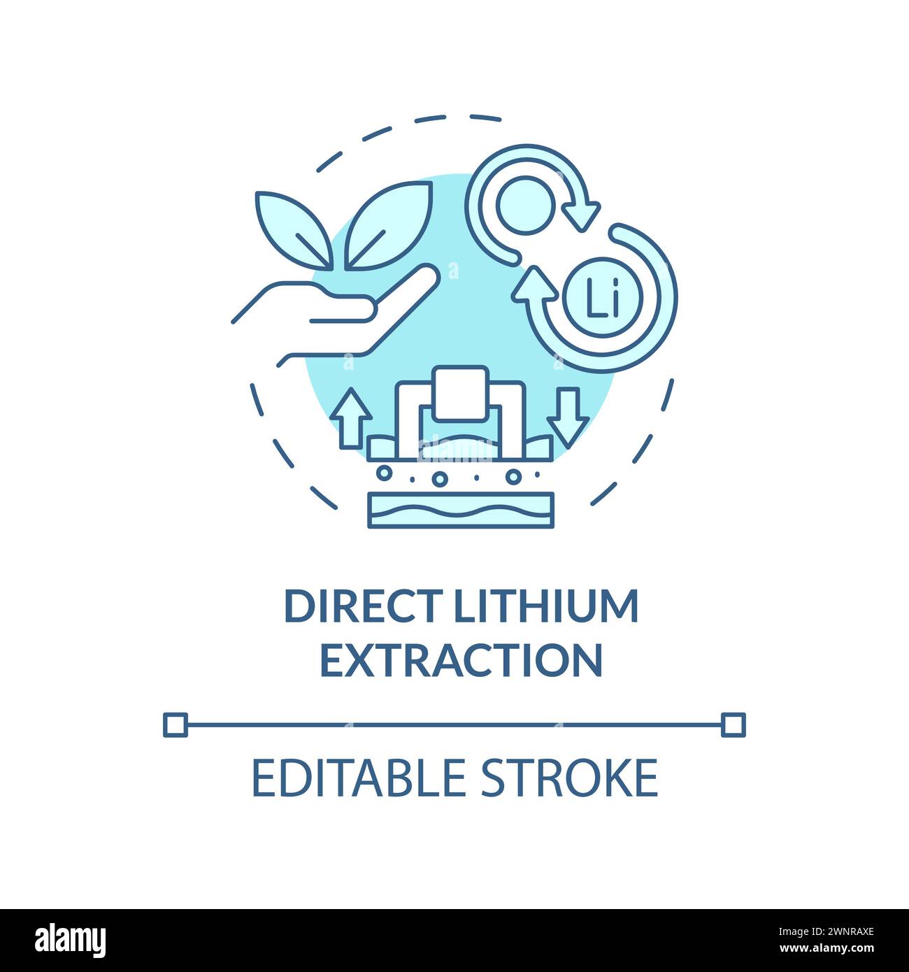 Direct lithium extraction soft blue concept icon Stock Vector