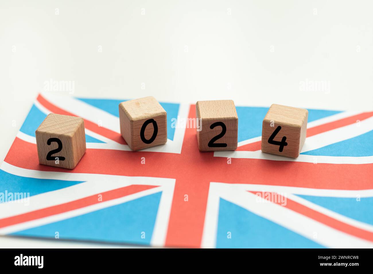 2024, United Kingdom, United Kingdom flag with date block, Concept