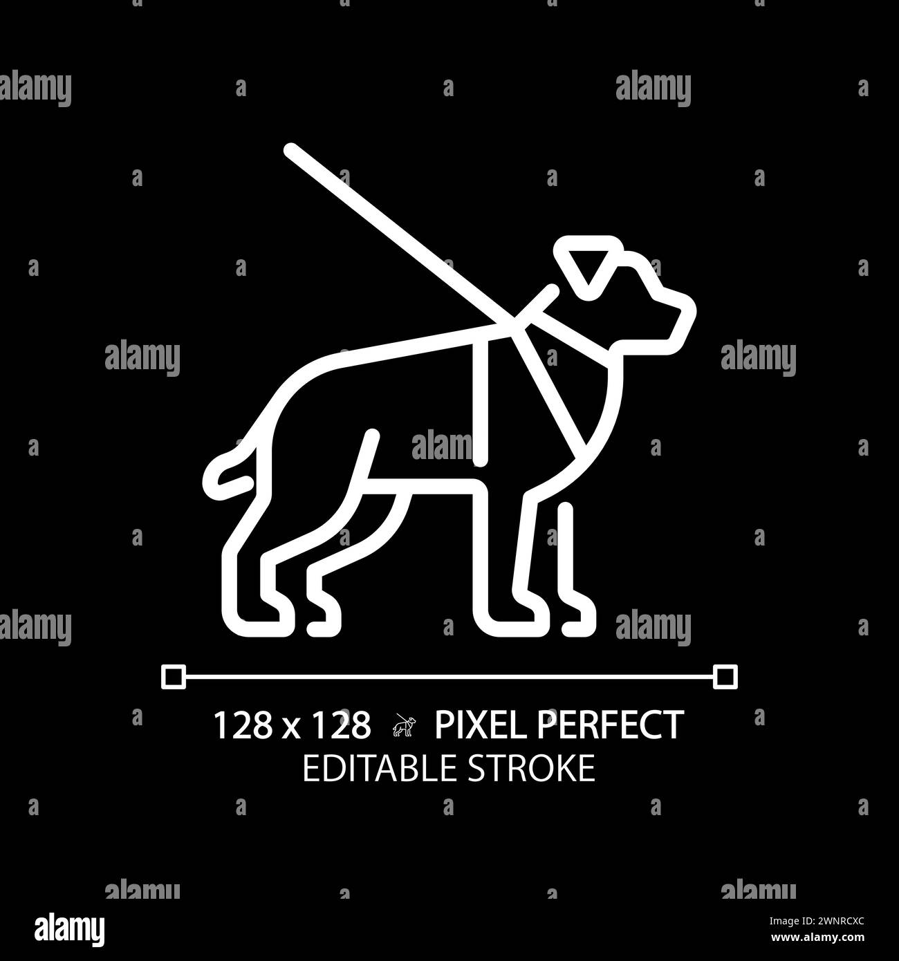 Guide dog white linear icon for dark theme Stock Vector