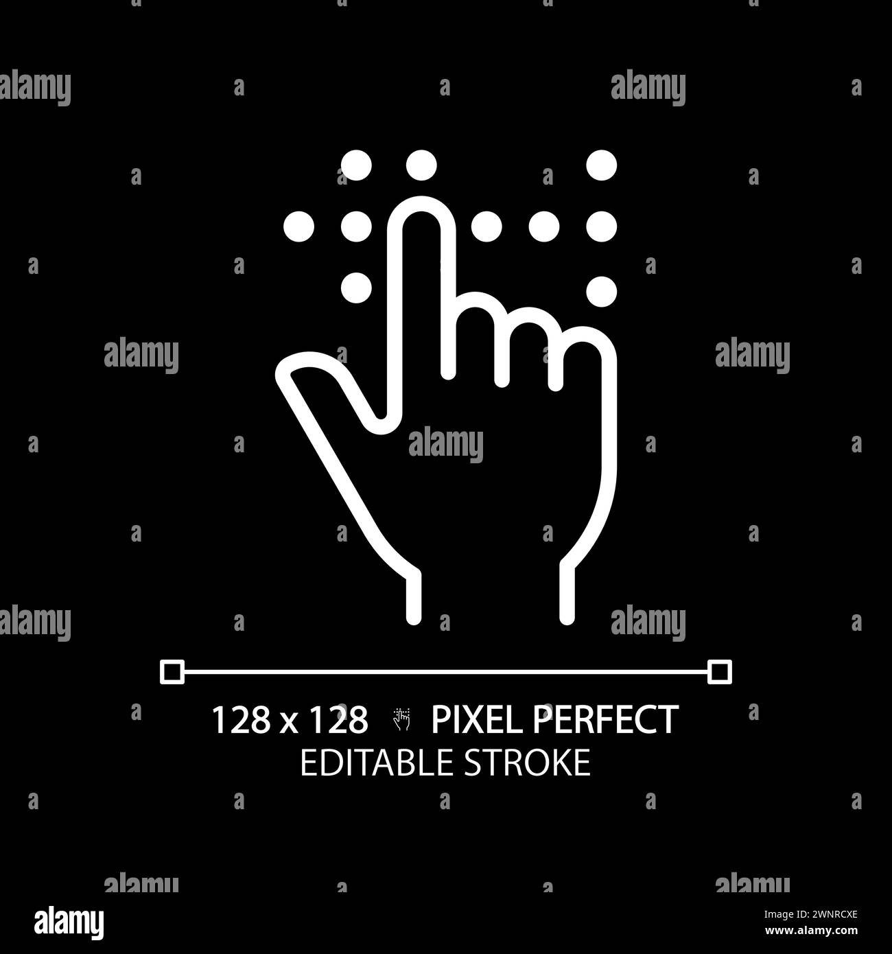 Braille fingertouch language white linear icon for dark theme Stock ...
