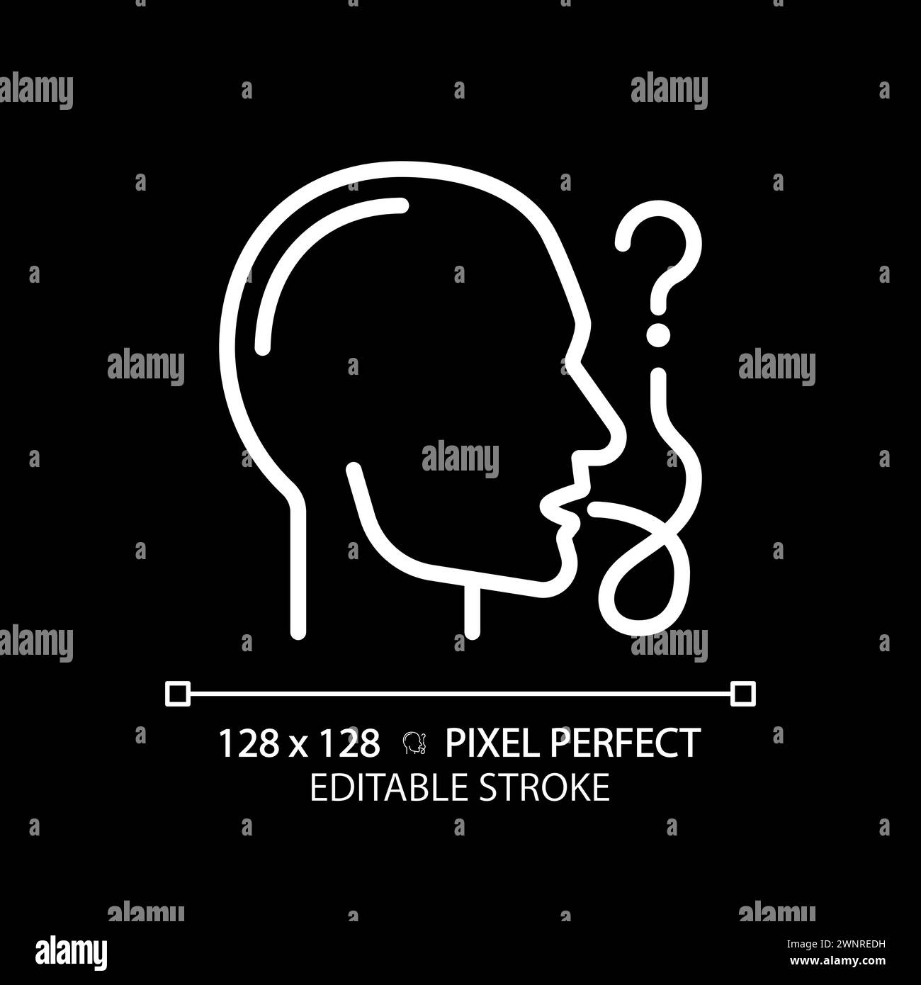 Speech impairment white linear icon for dark theme Stock Vector Image ...