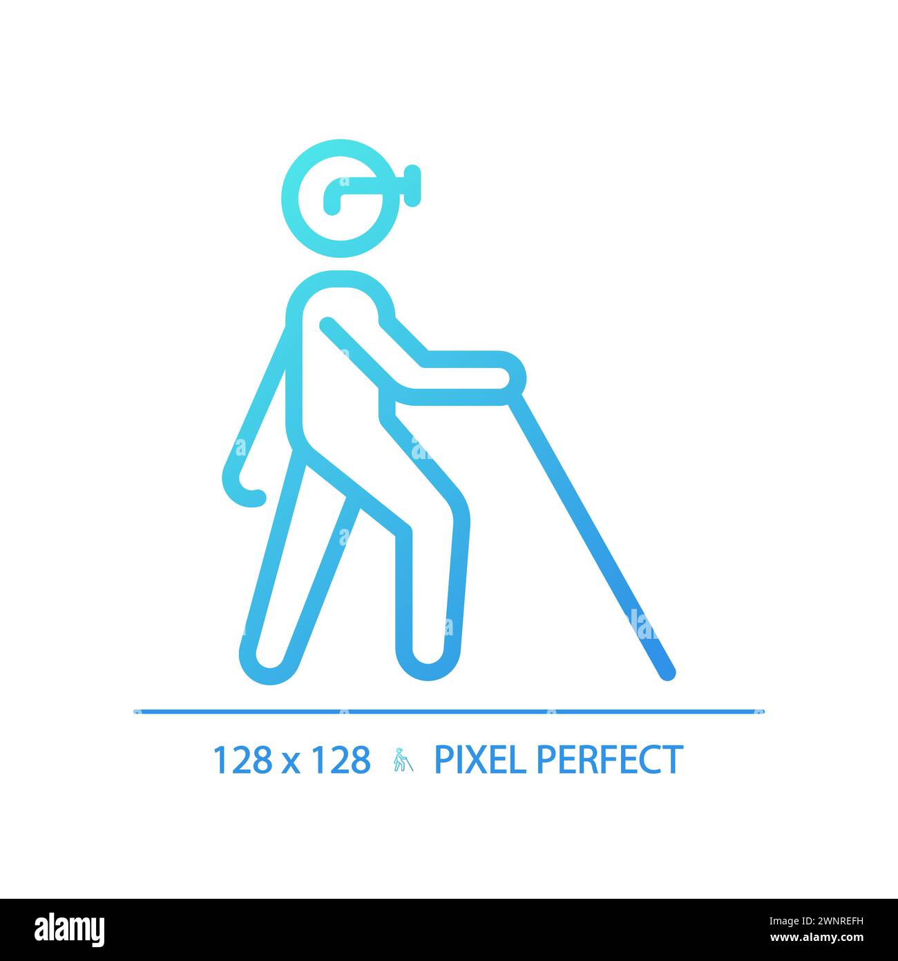 Blind with cane gradient linear vector icon Stock Vector