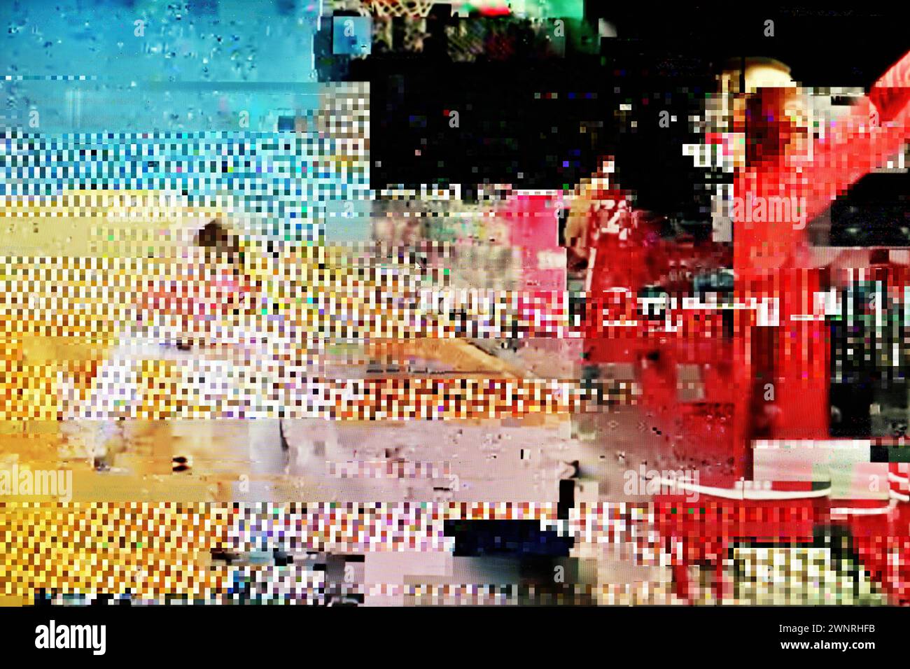 Digital glitch background, technology malfunction and error concept Stock Photo