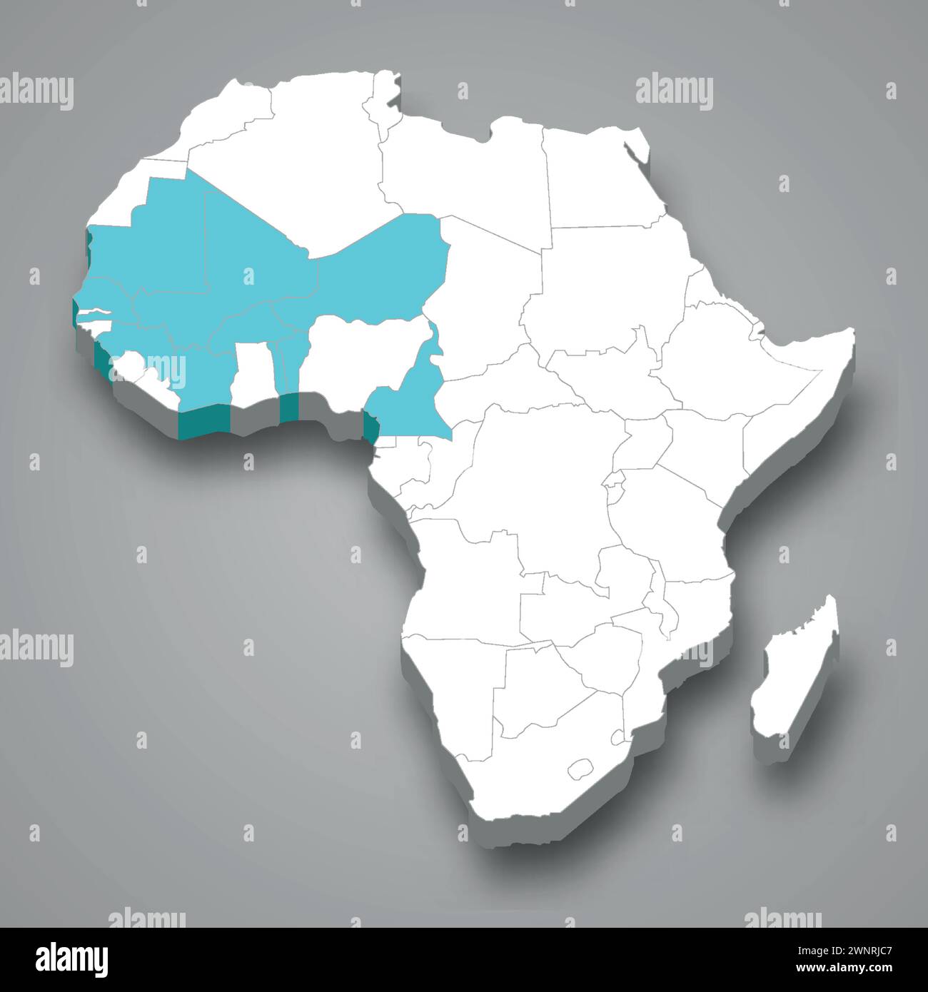 French West Africa Location Within Africa 3d Isometric Map Stock Vector French west africa location within africa 3d isometric map stock vector