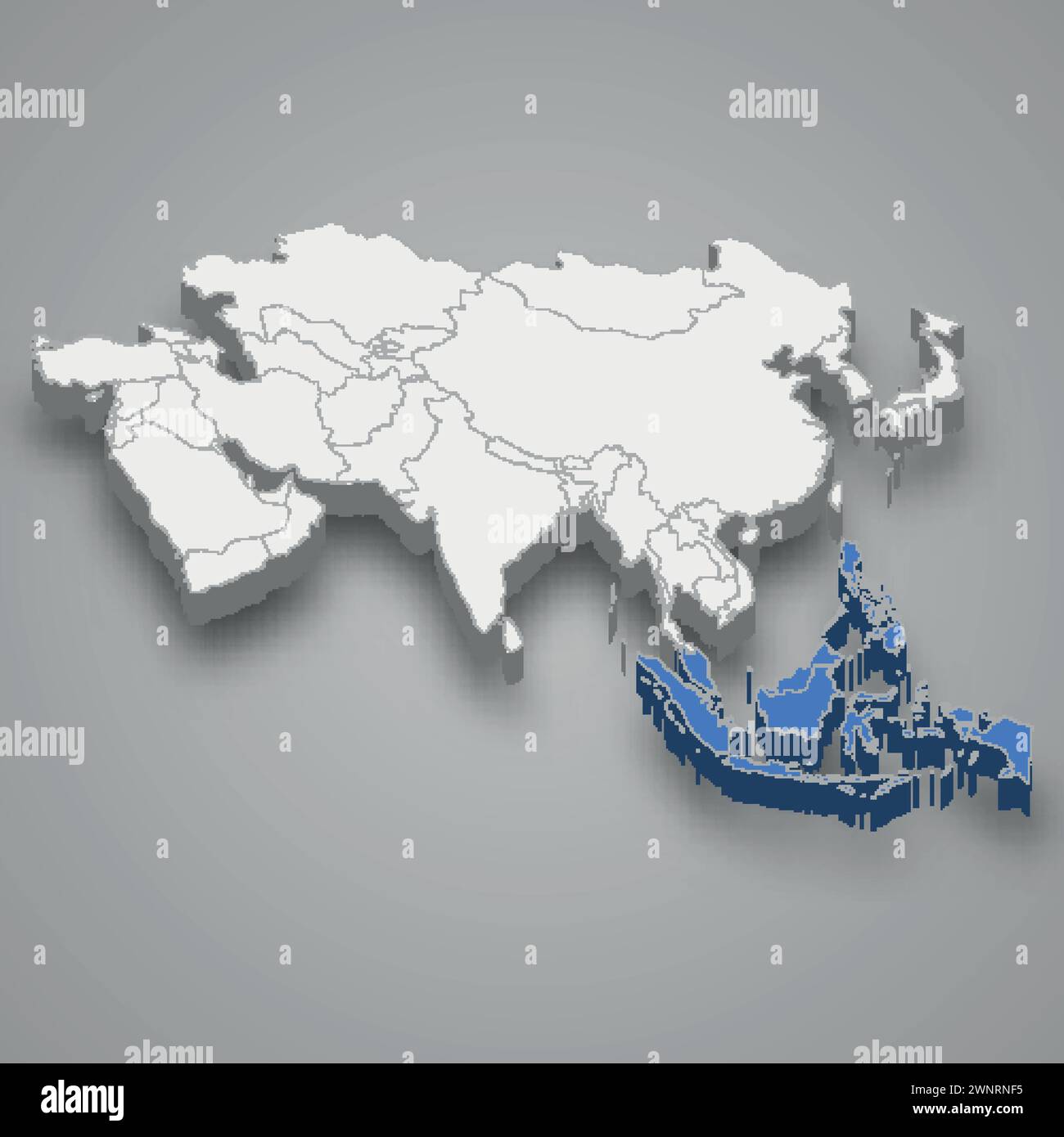 Maritime Southeast Asia location within Asia 3d isometric map Stock ...