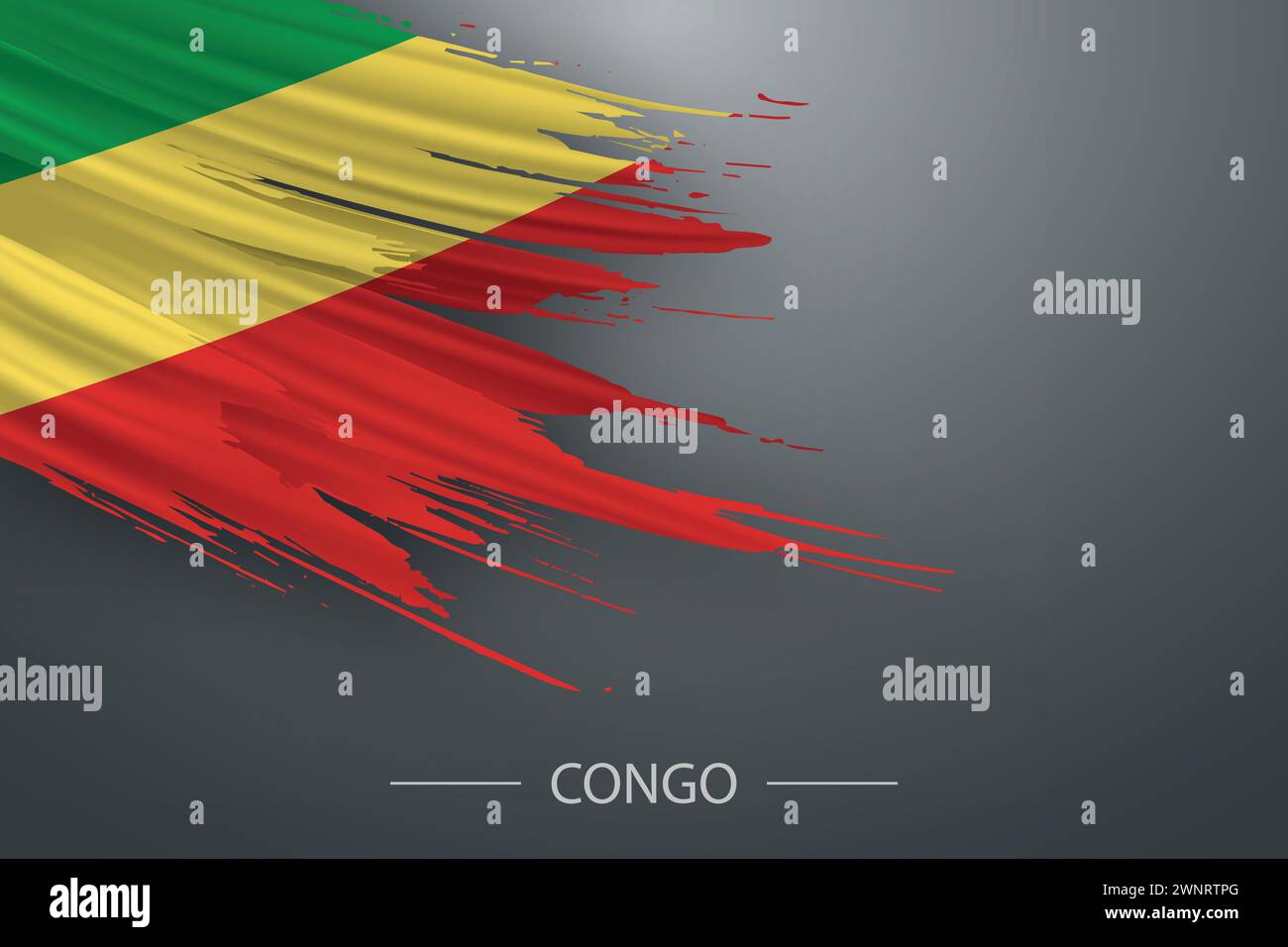 3d grunge brush stroke flag of Congo, Template poster design Stock ...