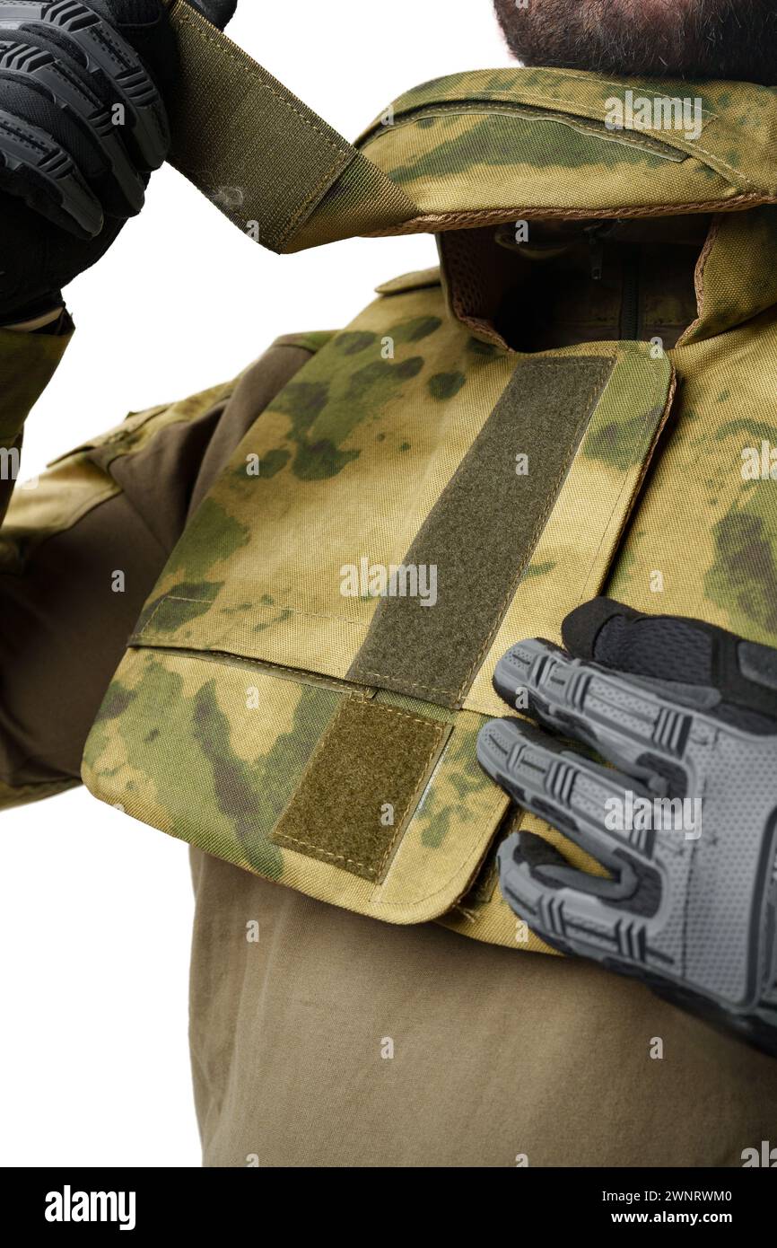 Soldier wearing military uniform close up photo Stock Photo - Alamy