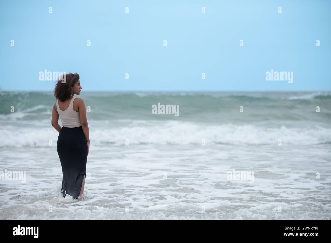 Rear view young beautiful woman hi-res stock photography and images - Alamy