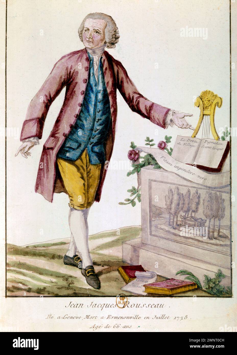 portrait of Jean Jacques Rousseau (1712-1778) Stock Photo