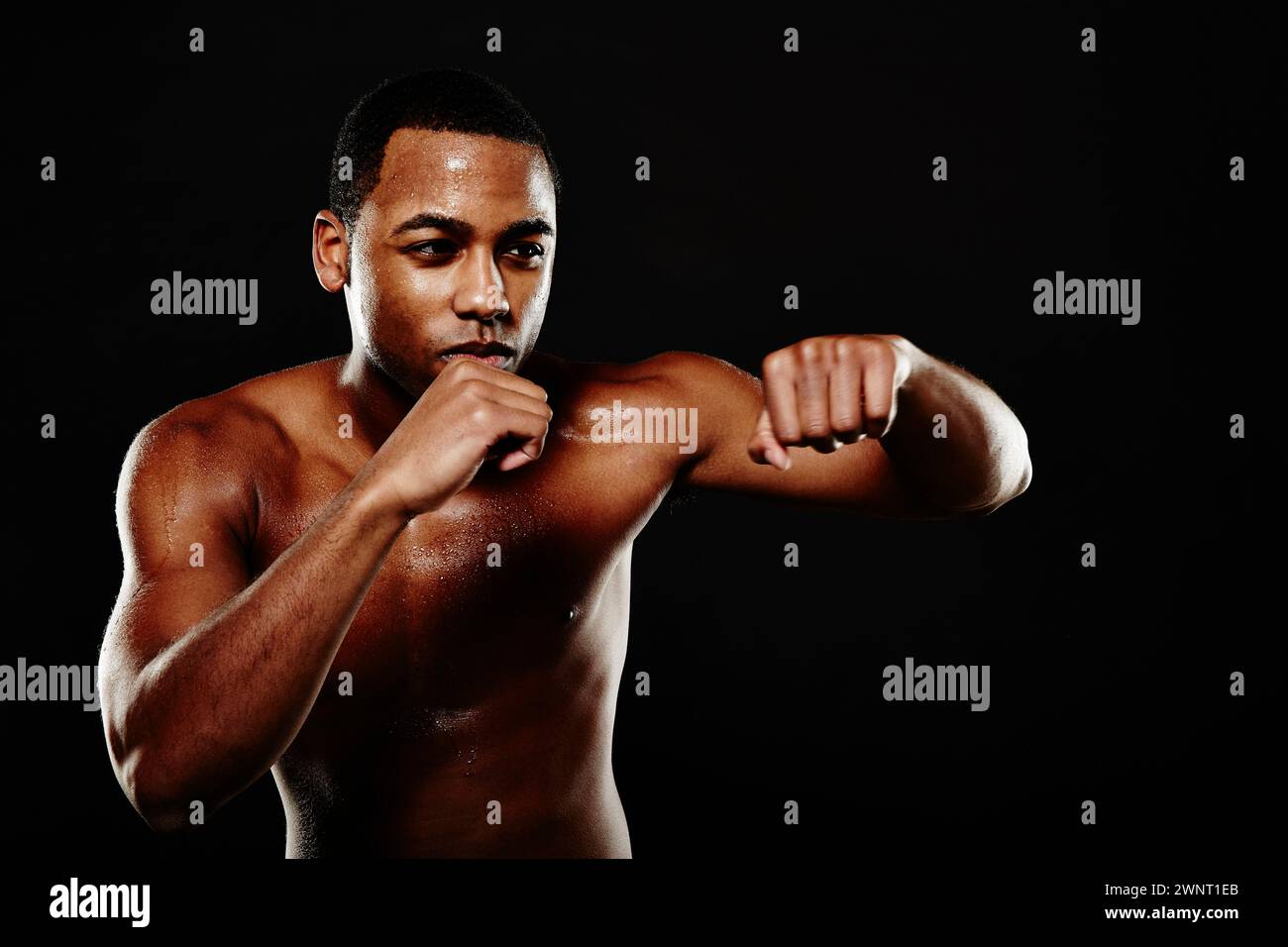 A young african american boxer in the studio Stock Photo