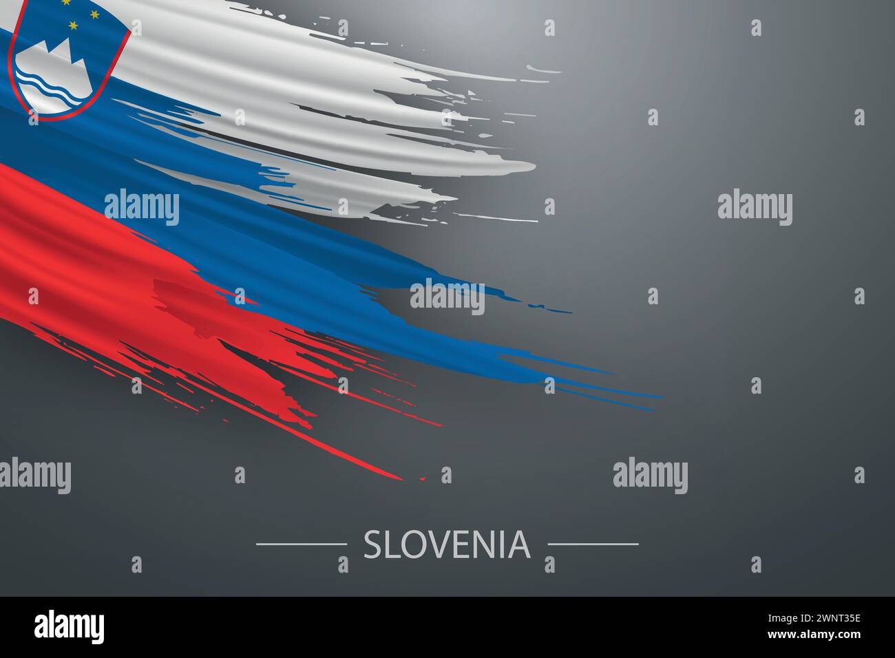 3d grunge brush stroke flag of Slovenia, Template poster design Stock ...