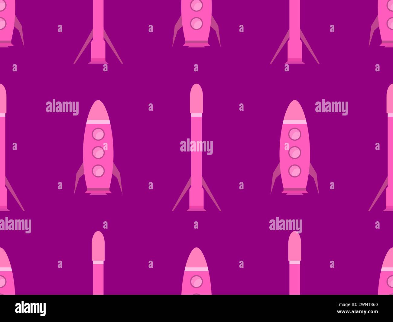 Spaceships seamless pattern. Orbital launch vehicle. Space rockets in flat style. Spaceships for space exploration and interplanetary flights. Design Stock Vector