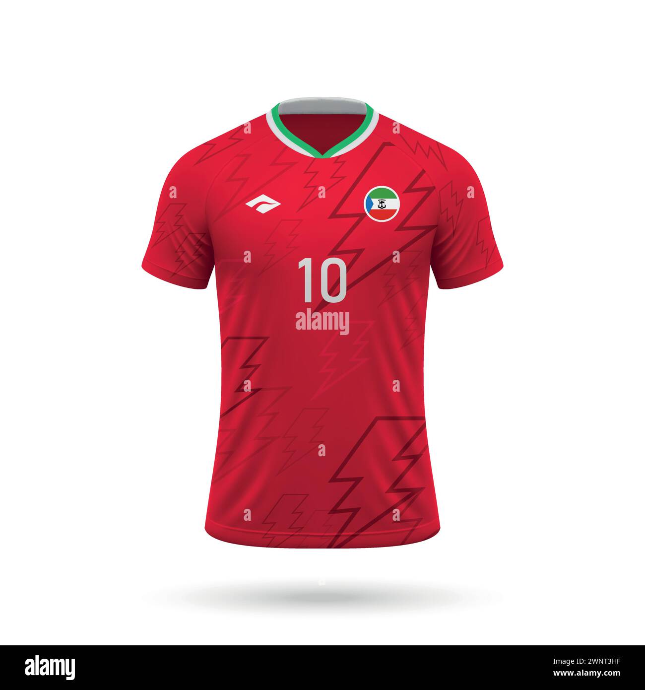 3d realistic soccer jersey Equatorial Guinea national team, shirt template for football kit 2024 Stock Vector