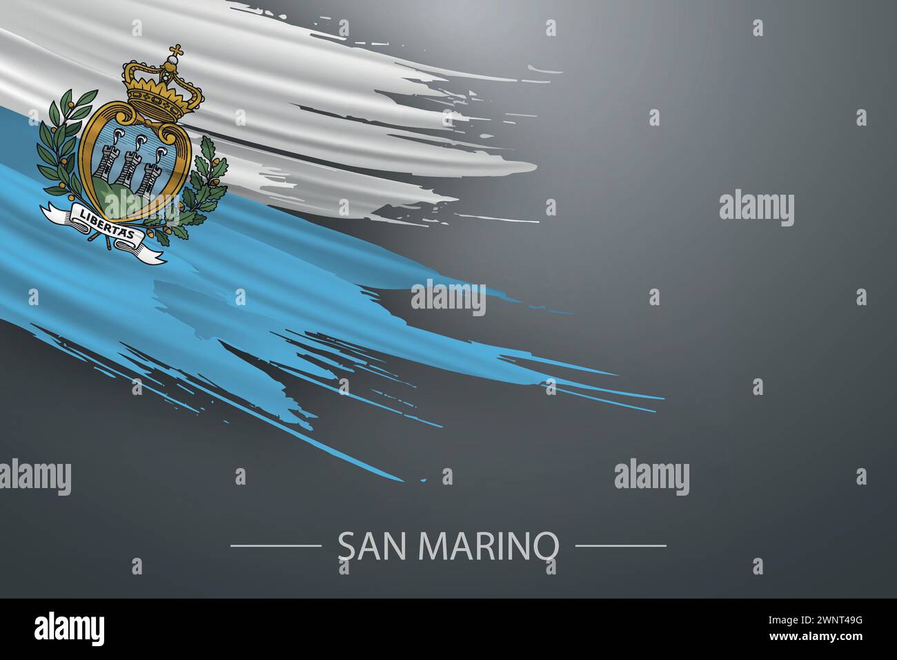 3d grunge brush stroke flag of San Marino, Template poster design Stock ...