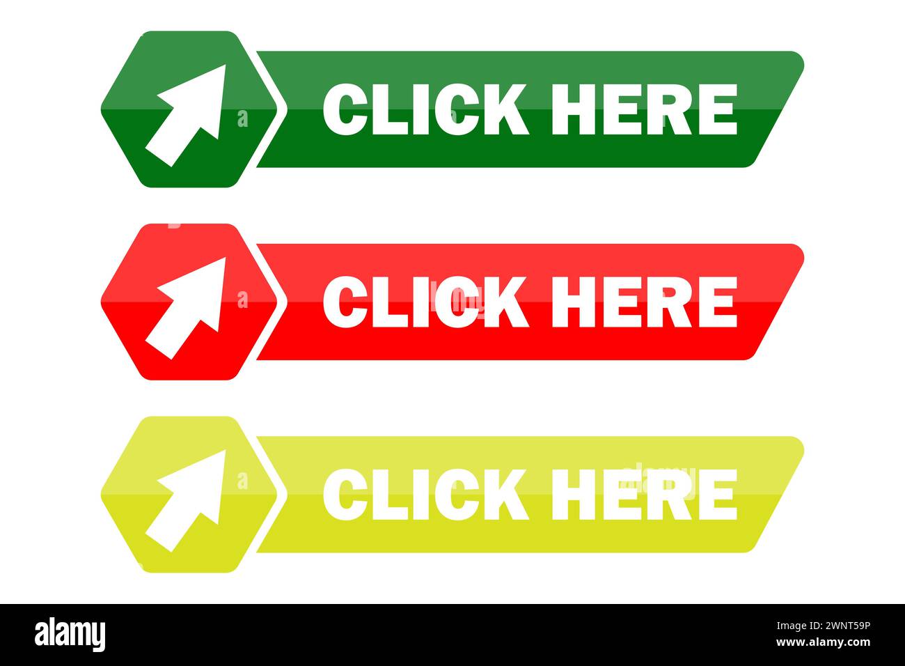 Click here button with arrow pointer clicking icon. Vector illustration. EPS 10. stock image. Stock Vector