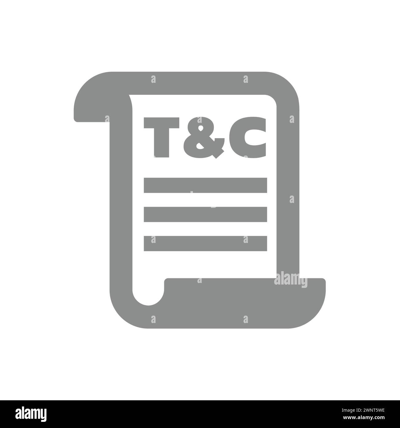 Terms and conditions vector icon. T and C paper scroll. Stock Vector