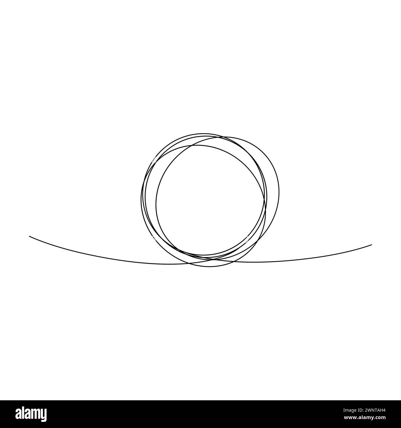 Continuous one line black circle. Vector illustration. EPS 10. stock image. Stock Vector