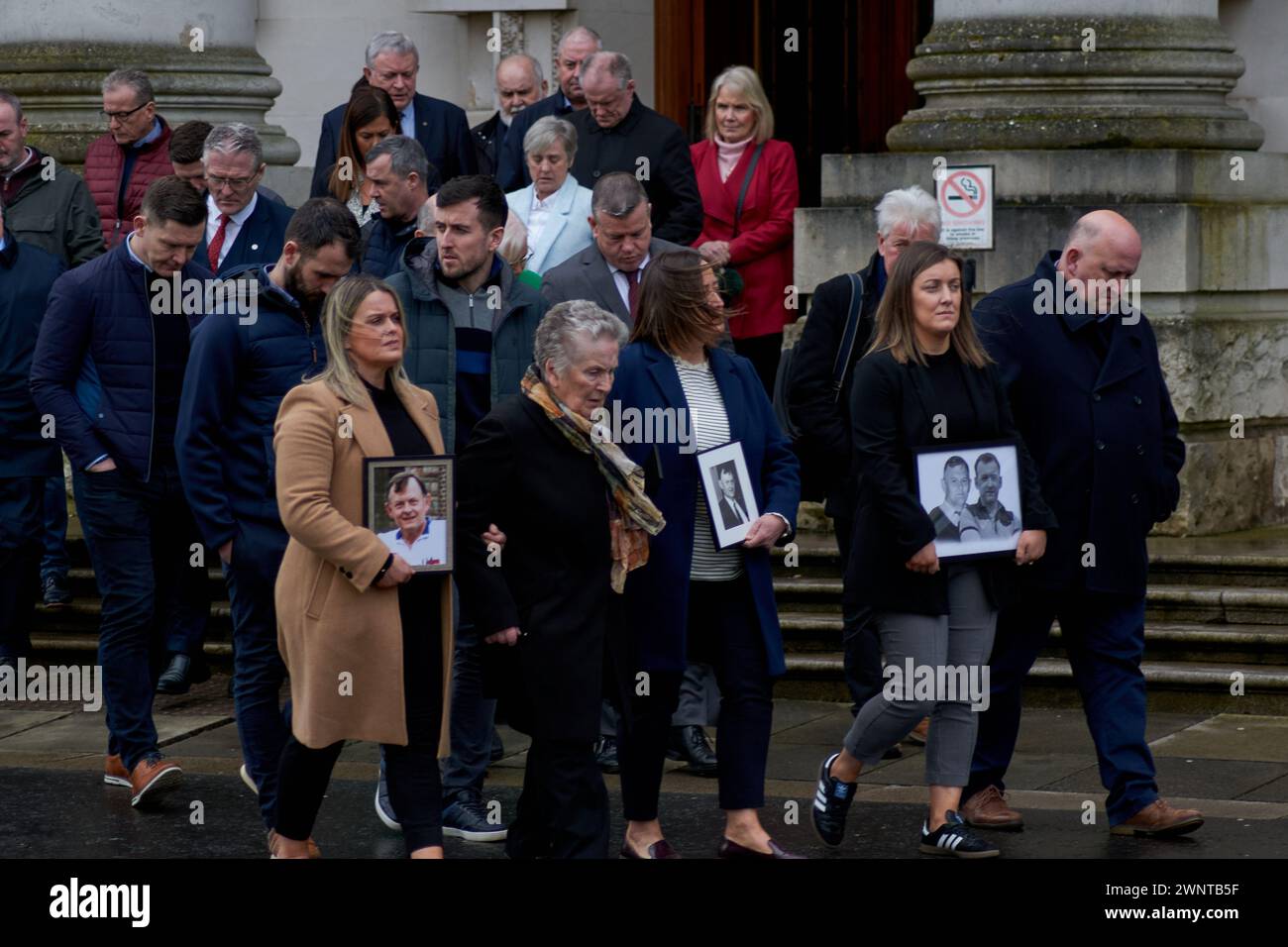 Belfast, United Kingdom 04 03 2024 Media outside Belfast high court ...