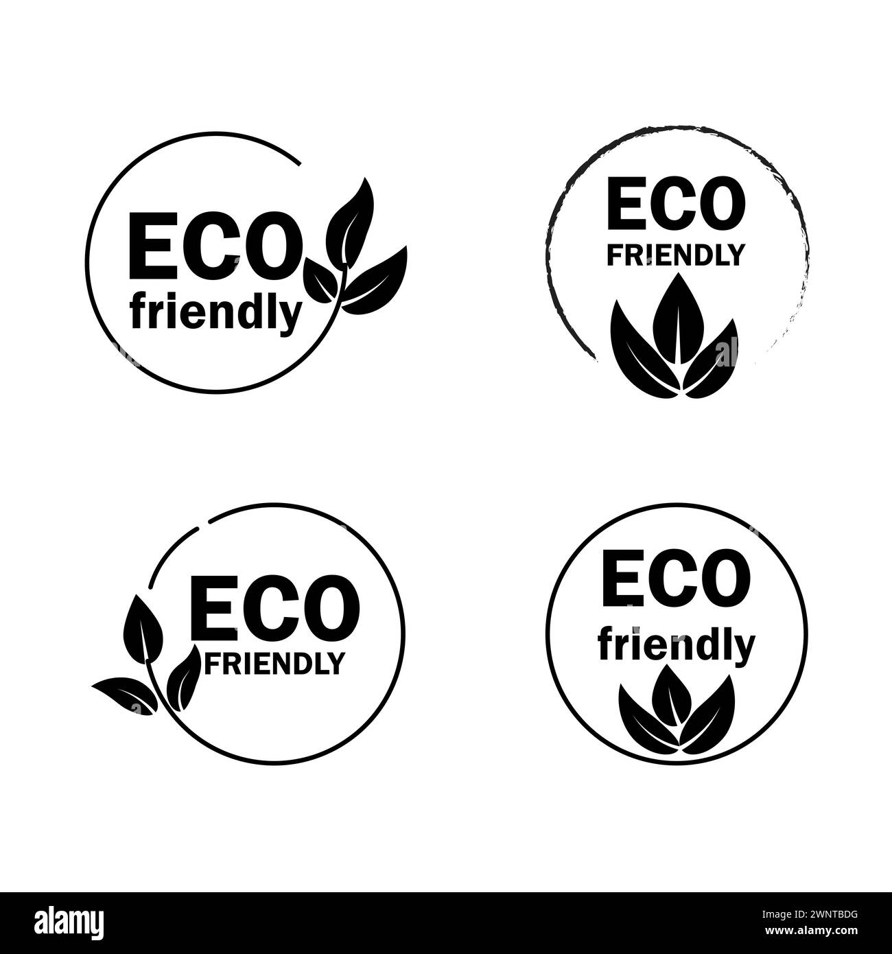 Set black eco friendly icons. Organic natural food black labels