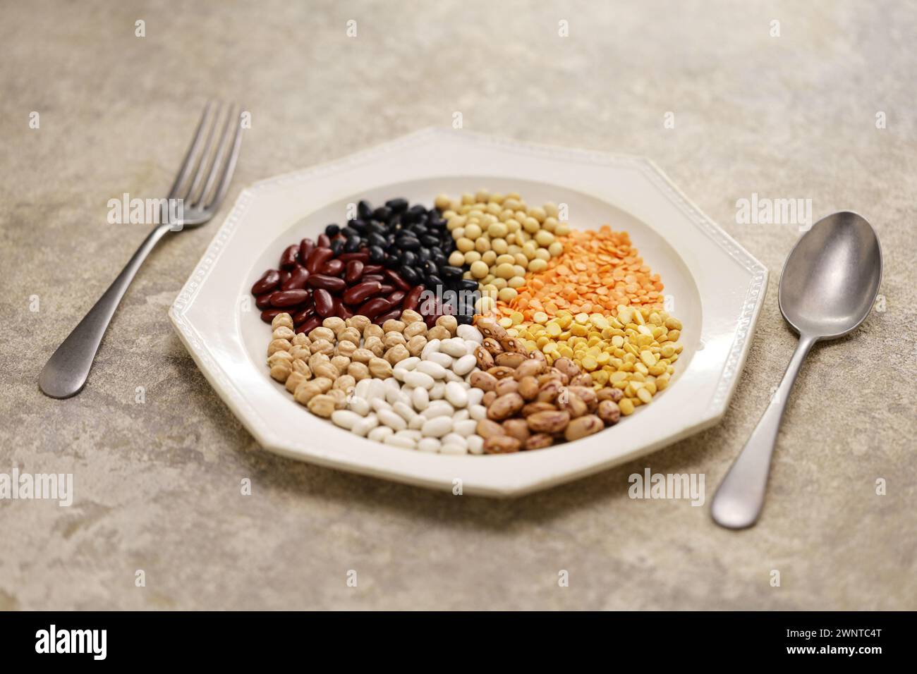 By eating beans, Let's survive the world food crisis. Stock Photo