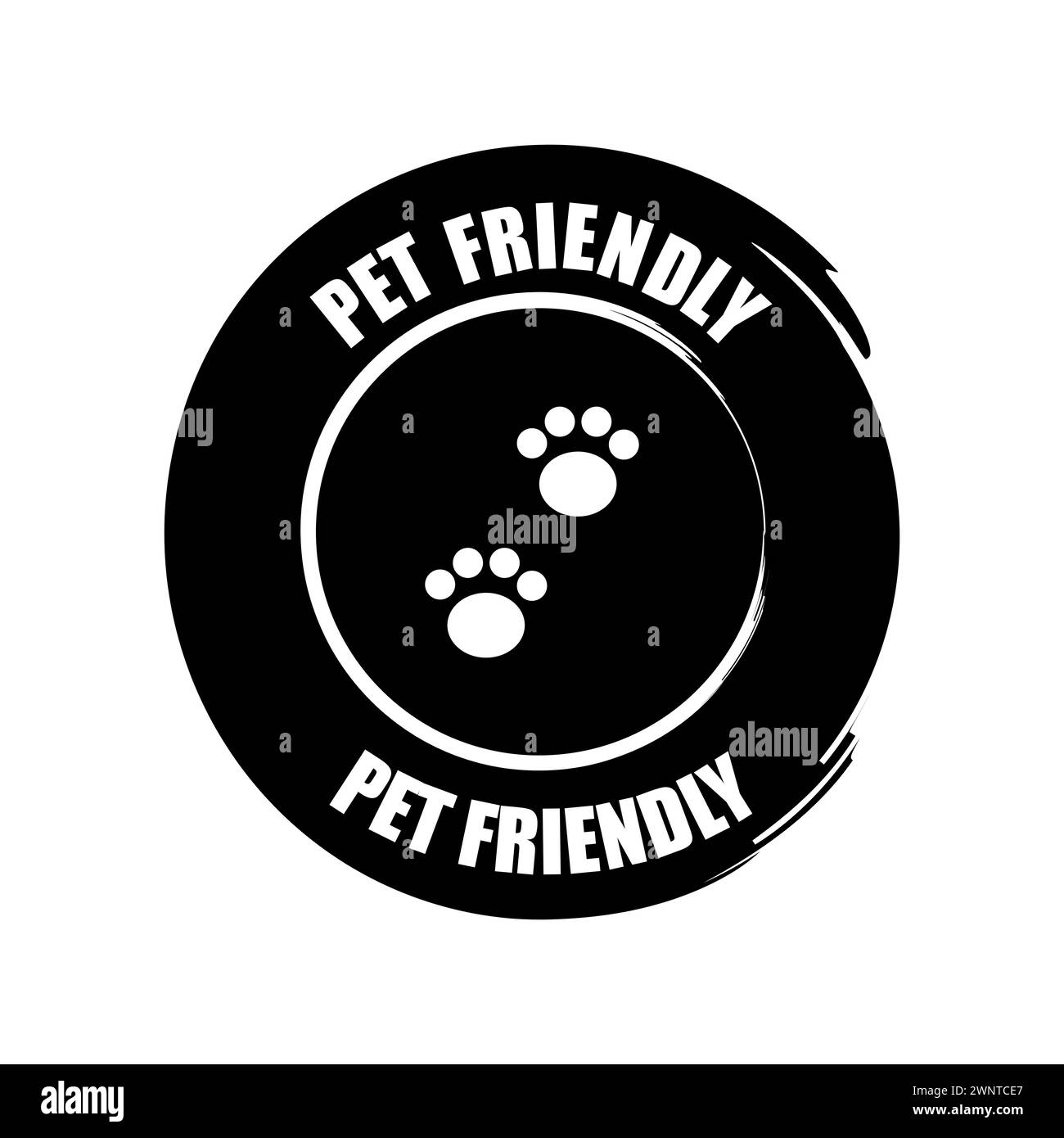 Pet Friendly lable. Dog Friendly logo. Paw print logo branding. Vector