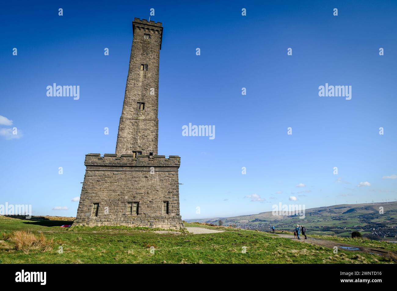 Bury, England, UK, Monday March 04, 2024. Walkers take in the sunshine ...