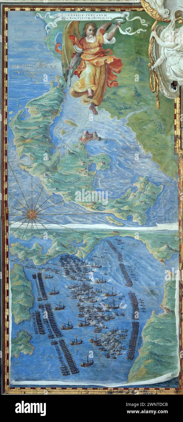 Antique world maps HQ – Island of Corfu and Battle of Lepanto 1583 ...