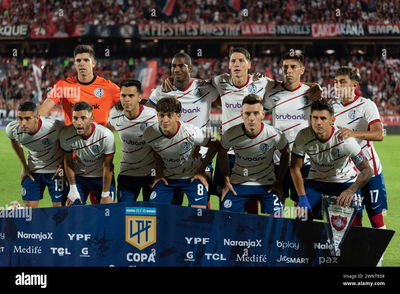 Rosario, Argentina. 3rd March, 2024. San Lorenzo team before the Copa de la Liga Profesional de Fútbol match between Newell's Old Boys and Club Atlético San Lorenzo at Marcelo Bielsa Stadium. Credit: Mateo Occhi (Sporteo) / Alamy Live News Stock Photo