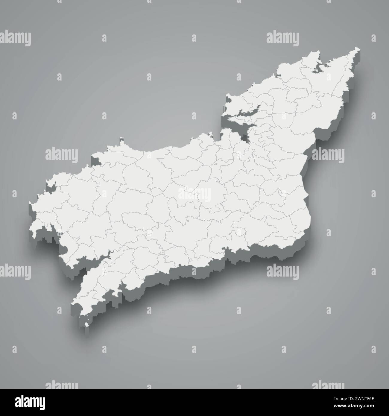 3d isometric map of La Coruna is a province of Spain with borders municipalities Stock Vector