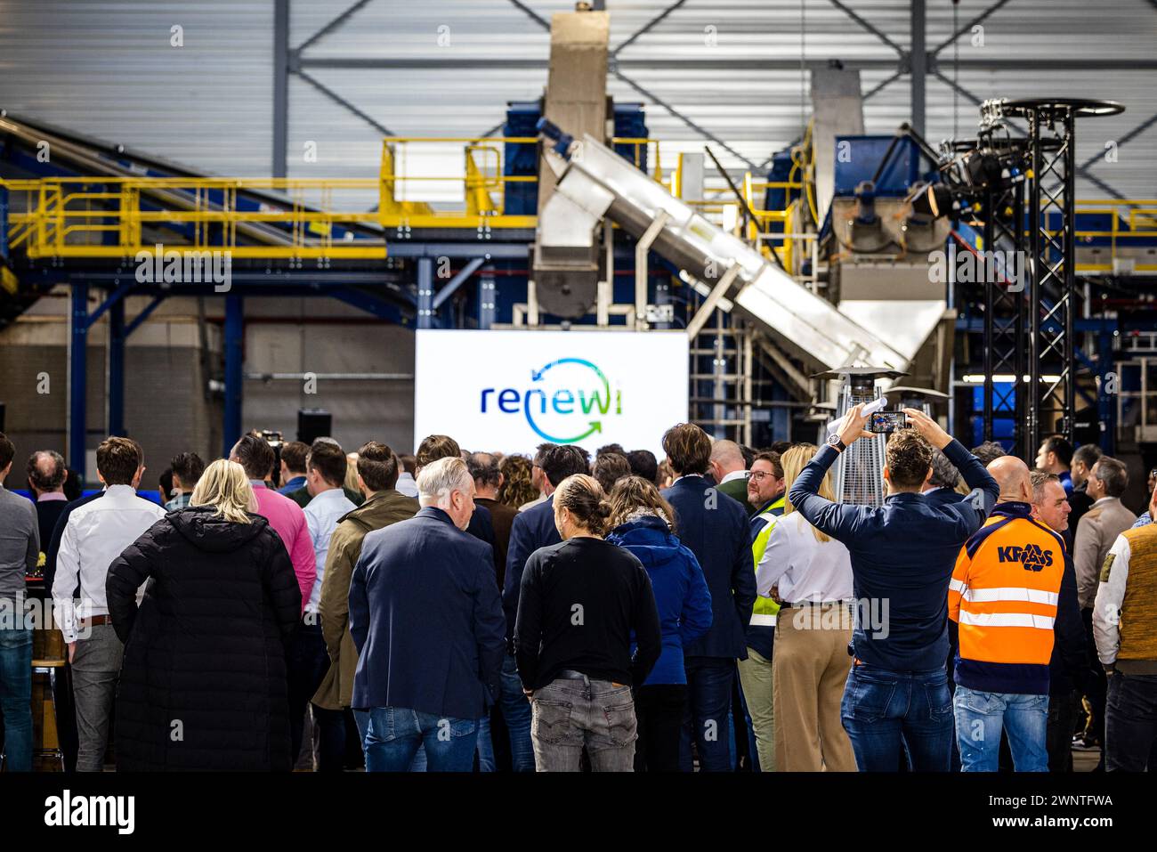 EINDHOVEN - The opening of the new plastic sorting installation of waste worker Renewi. According to the company, only a third of plastic waste is recycled. With the opening of this installation, Renewi wants to increase that percentage. ANP ROB ENGELAAR netherlands out - belgium out Stock Photo