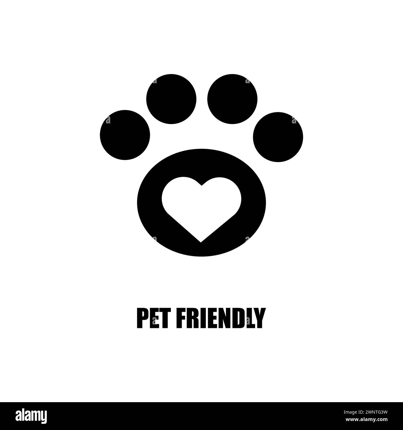 Pet Friendly lable. Dog Friendly logo. Paw print logo branding. Vector