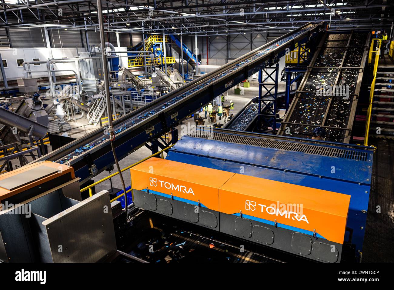 EINDHOVEN - The opening of the new plastic sorting installation of waste worker Renewi. According to the company, only a third of plastic waste is recycled. With the opening of this installation, Renewi wants to increase that percentage. ANP ROB ENGELAAR netherlands out - belgium out Stock Photo