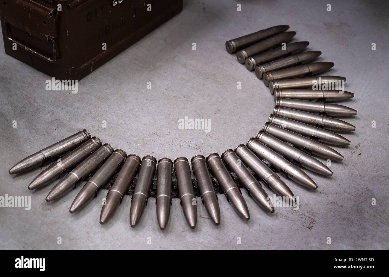 The 30 mm caliber is a range of autocannon ammunition. It includes the NATO standardized Swiss 30×173mm (STANAG 4624), the Soviet 30×155mm. Stock Photo