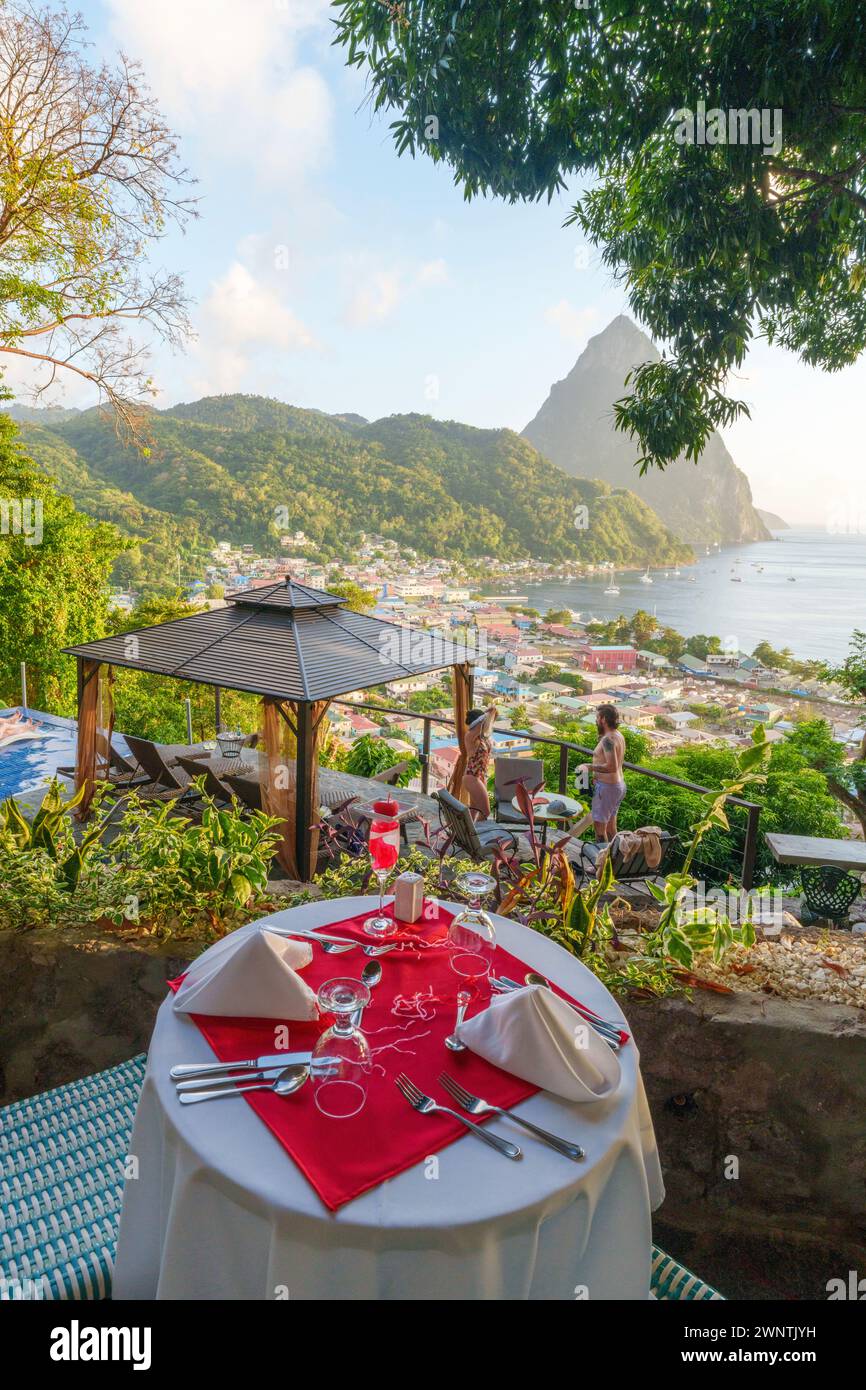 Piton Mountain Views from Green Fig Resort Soufriere, Saint Lucia, West