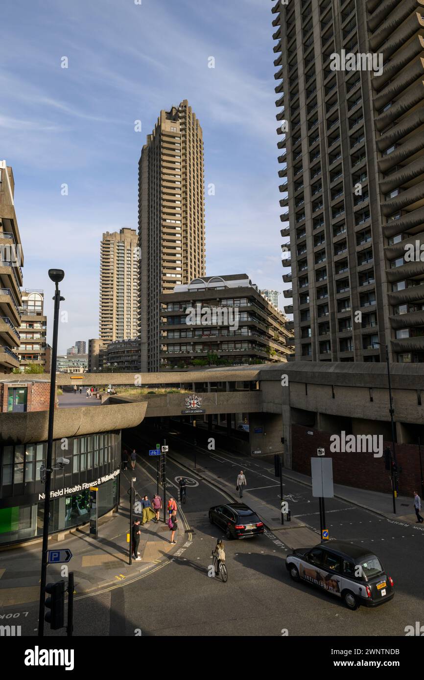 Looking along Beech Street, at the apartment buildings of the Barbican