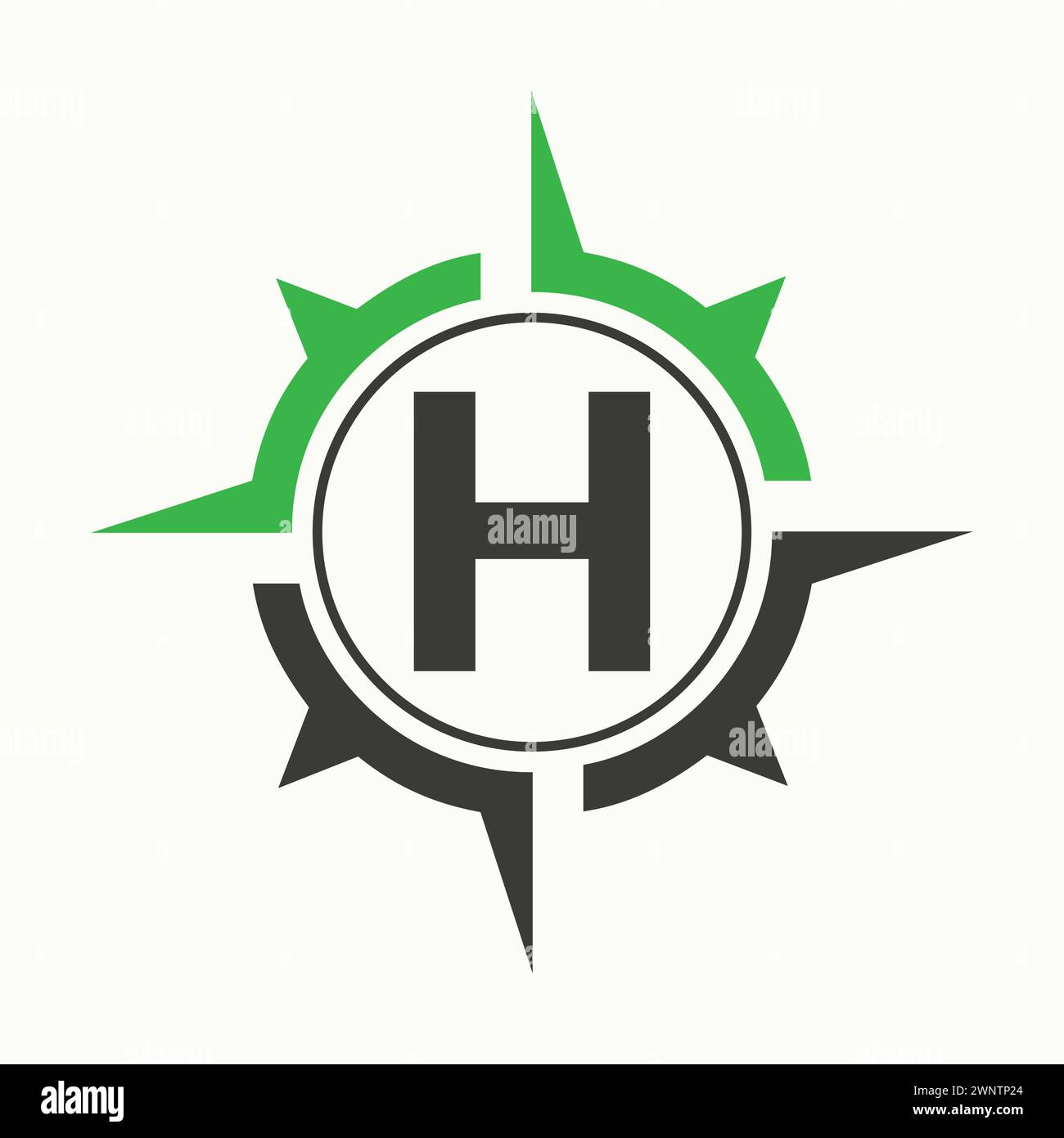 Letter H Compass Logo Compass Logo On Letter H Alphabet. Navigator Symbol Stock Vector Image ...