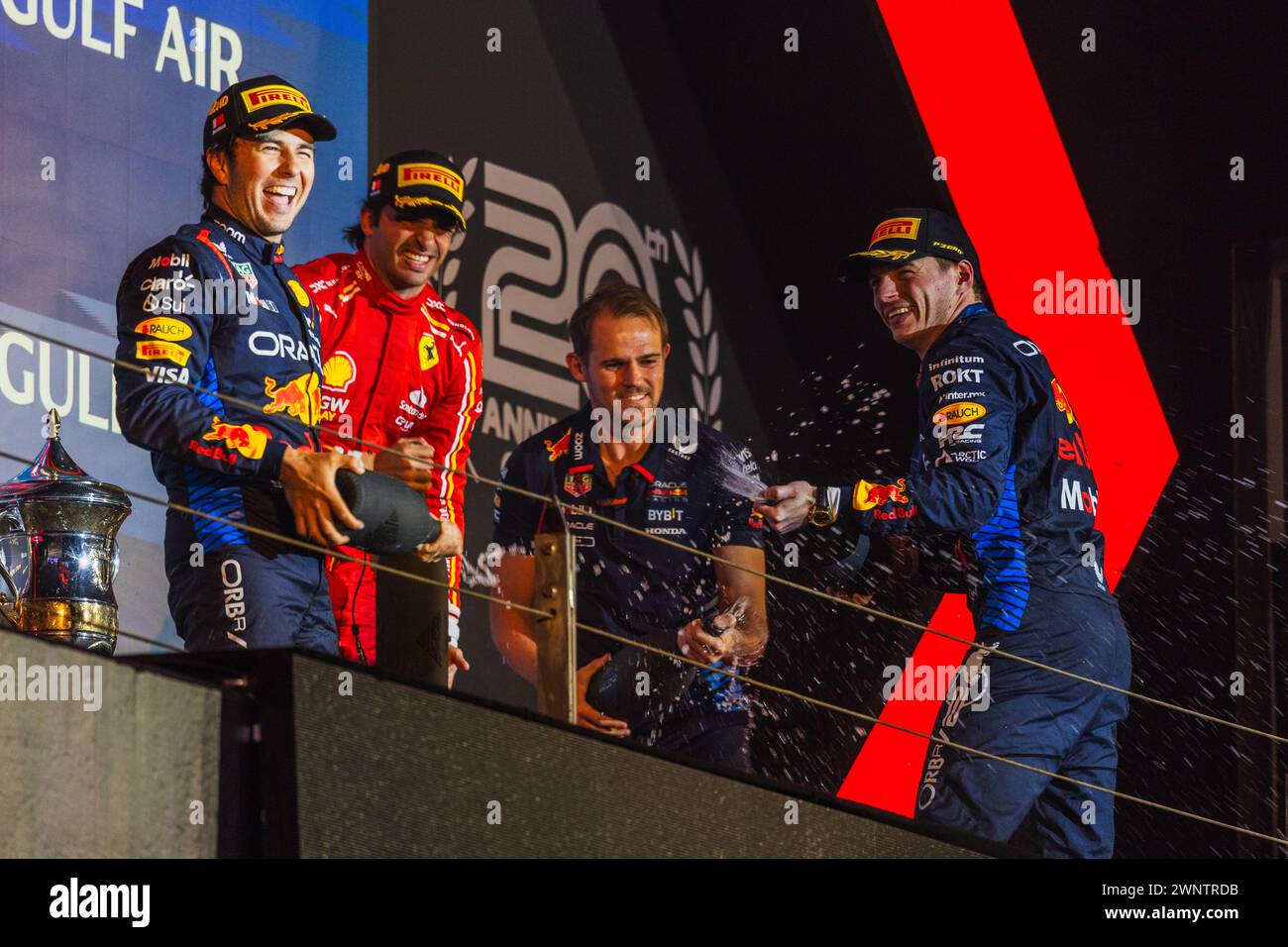 MANAMA, BAHRAIN, Bahrain International Circuit, 2.March.2024 Max Verstappen, Sergio Perez and