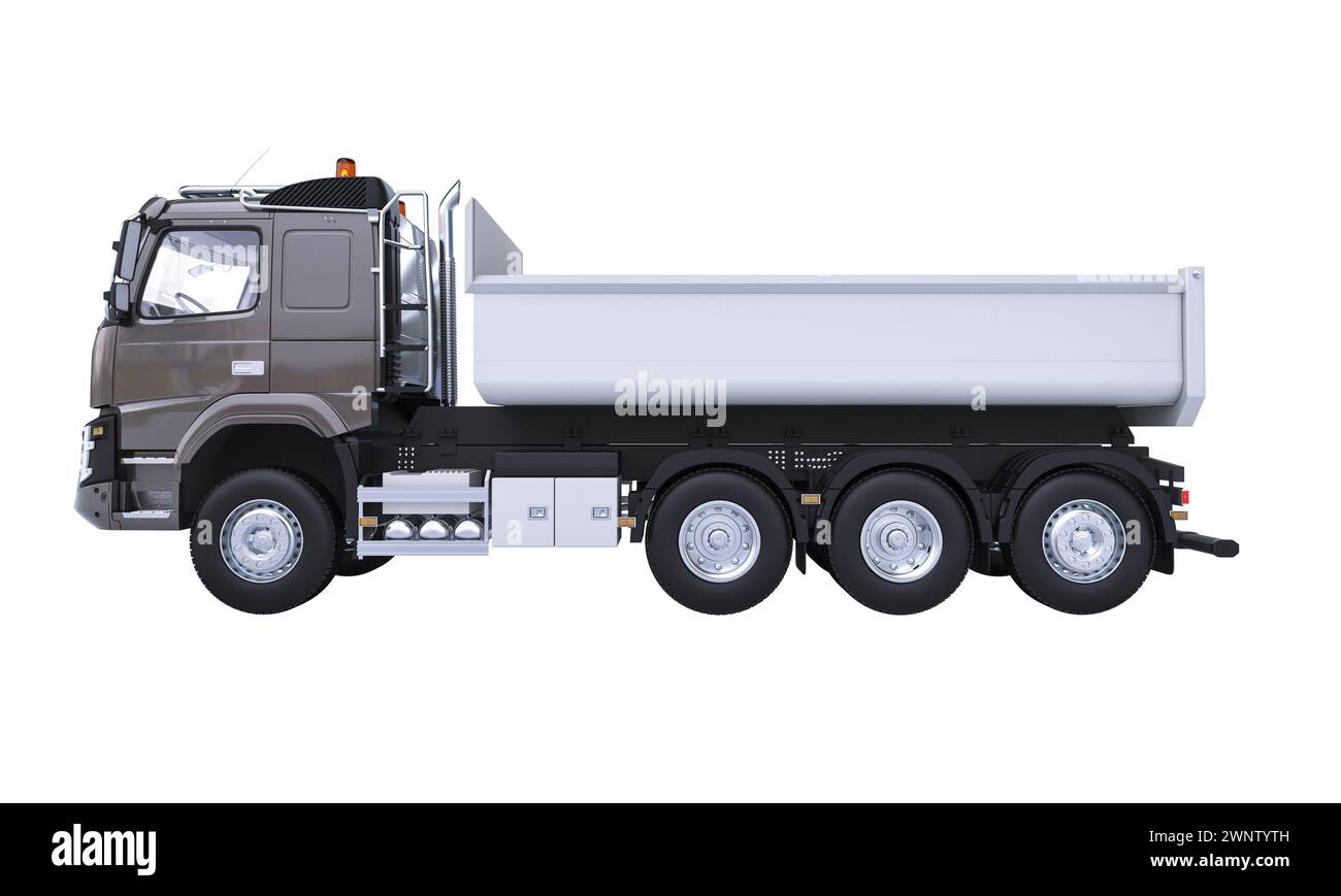 Side view of a modern tanker truck isolated on a white background. 3d render Stock Photo