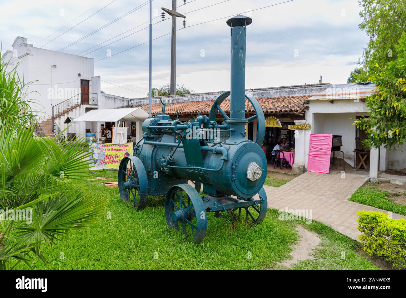 San Miguel de Tucuman, Argentina - January 18th, 2024: Ruston agricultural portable steam engine on the independence walk of Famailla Tucuman Argentin Stock Photo