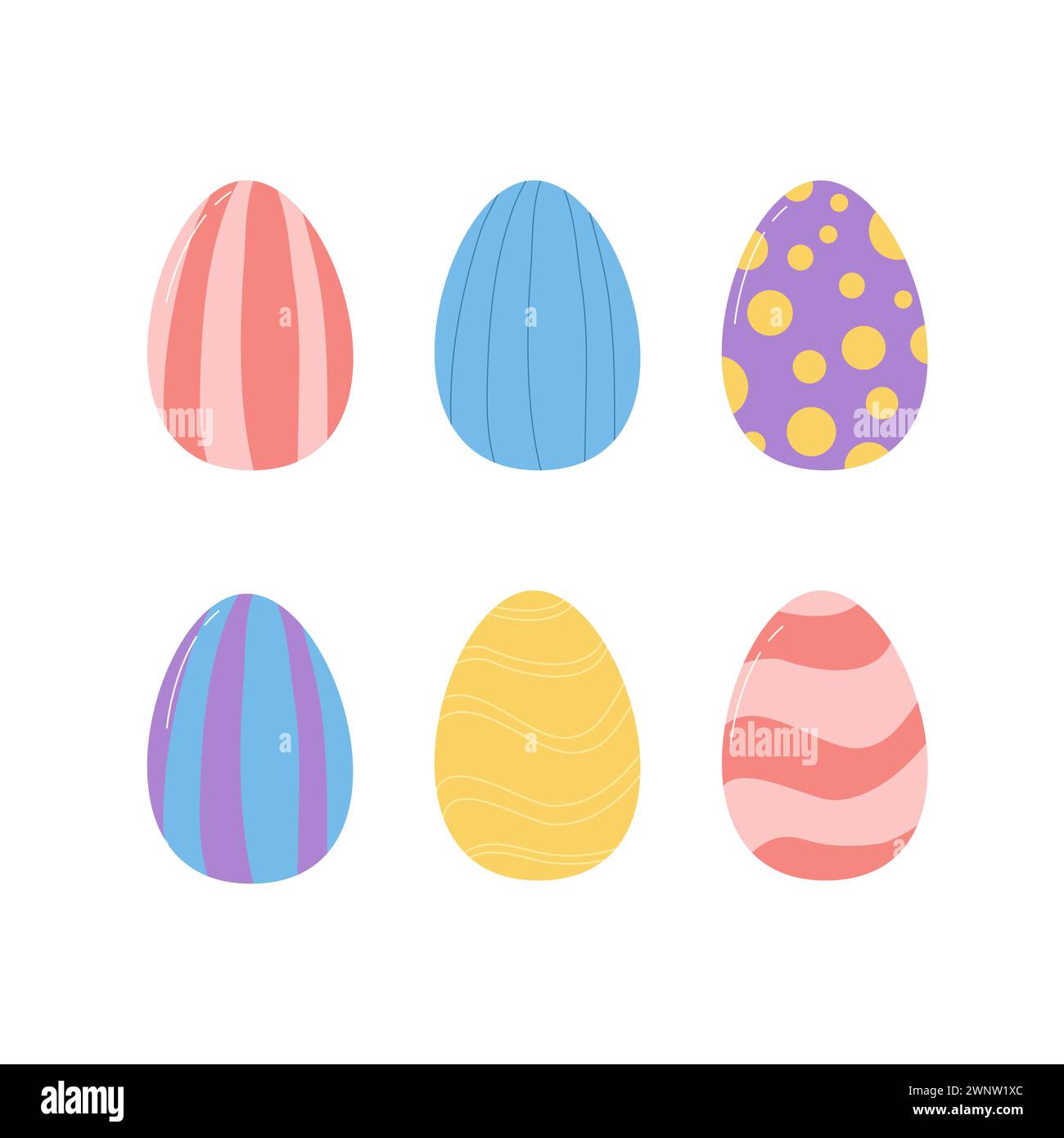 Easter eggs collection isolated on white background. Vector flat ...