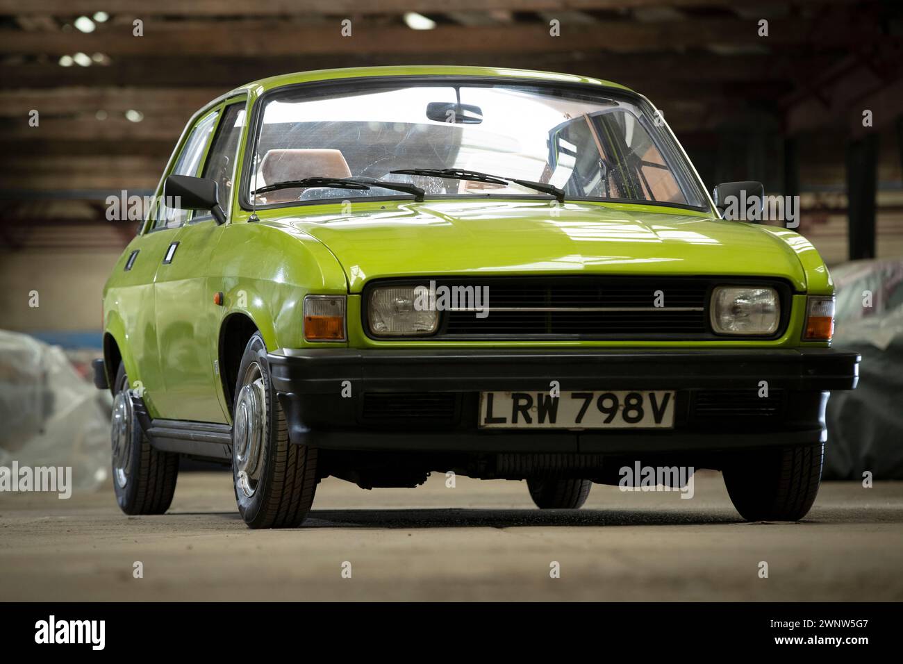 21/04/21  1980 Austin Allegro.  A collection of 130 British cars, in almost as many paint shades, was unveiled at Great British Car Journey, Ambergate Stock Photo