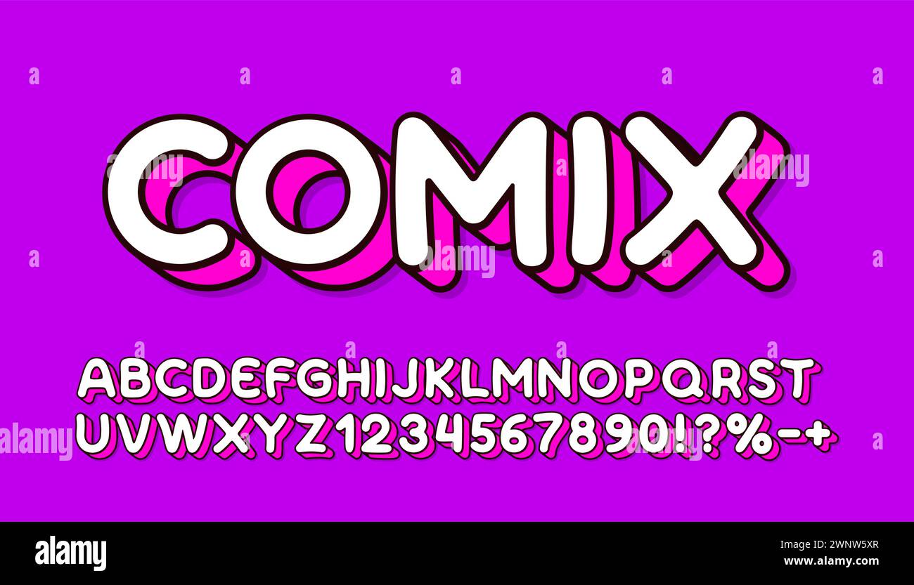 Funny style font. English alphabet and numbers sign. Vector Stock