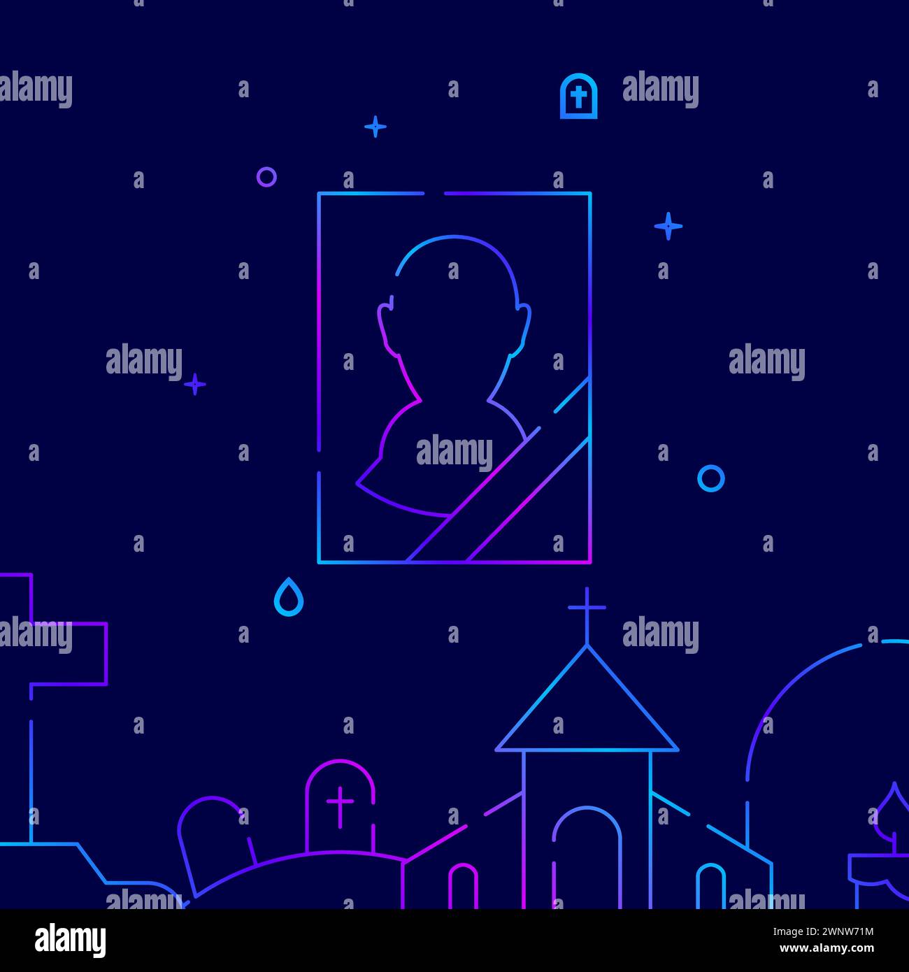 Portrait of the deceased gradient line vector icon, simple illustration ...